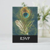 ヴィンテージティール(緑がかった色)ピーコックフェザー 出欠カード (スタンド正面)