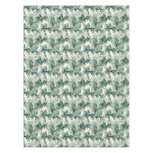 ヴィンテージティール（緑がかった色）フリー葉ジデザイン テーブルクロス (正面)