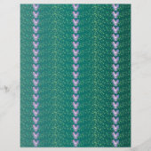 ヴィンテージティール(緑がかった色)フローラの壁紙パターン (正面)