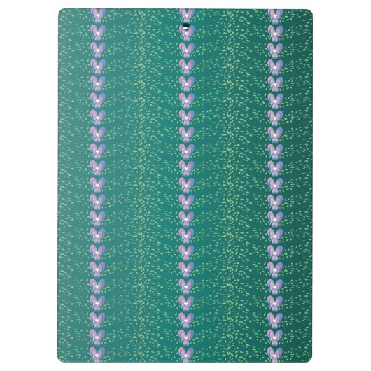 ヴィンテージティール(緑がかった色)フローラの壁紙パターン クリップボード (裏面)