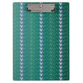 ヴィンテージティール(緑がかった色)フローラの壁紙パターン クリップボード (正面)