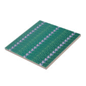 ヴィンテージティール（緑がかった色）フローラの壁紙パターン タイル (側面)