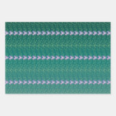 ヴィンテージティール(緑がかった色)フローラの壁紙パターン ラッピングペーパーシート (正面)