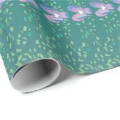 ヴィンテージティール(緑がかった色)フローラの壁紙パターン ラッピングペーパー (ロールコーナー)