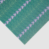 ヴィンテージティール（緑がかった色）フローラの壁紙パターン 薄葉紙 (詳細)