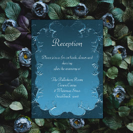 ヴィンテージティール（緑がかった色）フローリズエレガントウェディング披露宴 エンクロージャーカード