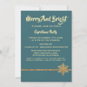 ヴィンテージティール（緑がかった色）ブルークリスマスフールパーティの招待状 招待状 (裏面)