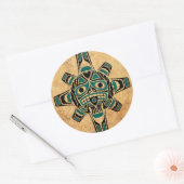 ヴィンテージティール(緑がかった色)ブルーハイダサンマスク ラウンドシール (封筒)