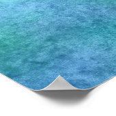 ヴィンテージティール(緑がかった色)ブルーバタフライ1800sイラストレーション ポスター (角)