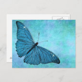 ヴィンテージティール（緑がかった色）ブルーバタフライ1800sイラストレーション ポストカード (正面/裏面)