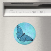 ヴィンテージティール(緑がかった色)ブルーバタフライ1800sイラストレーション マグネット (インサイチュ (食洗機))