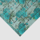 ヴィンテージティール(緑がかった色)ブルーバラとスクリプト 薄葉紙 (詳細)
