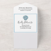 ヴィンテージティール(緑がかった色)ブルー独身のシーシェ結婚ル オールインワン招待状 (外側)