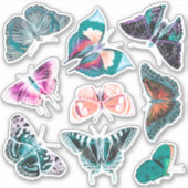 ヴィンテージティール（緑がかった色）ブルー蝶ジャンクジャーナルキット シール (正面)