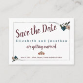 ヴィンテージティール（緑がかった色）、ベージュバラ結婚式の日付を保存 アドバイスカード (正面)