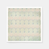 ヴィンテージティール（緑がかった色）ラインストーンビクトリアンシエレガントック スタンダードカクテルナプキン (正面)