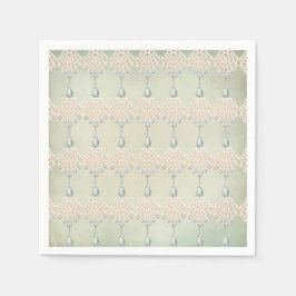 ヴィンテージティール（緑がかった色）ラインストーンビクトリアンシエレガントック スタンダードカクテルナプキン