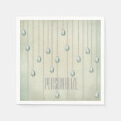 ヴィンテージティール（緑がかった色）ラインストーン玉ビクトリアンエレガント スタンダードカクテルナプキン (正面)