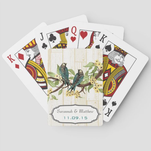 ヴィンテージティール(緑がかった色)ラブバ結婚ードギフト遊ズカード トランプ (裏面)