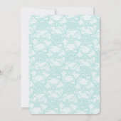 ヴィンテージティール（緑がかった色）レース結婚背景 招待状 (裏面)