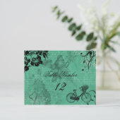 ヴィンテージティール(緑がかった色)台番号葉書 ポストカード (スタンド正面)