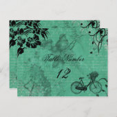 ヴィンテージティール(緑がかった色)台番号葉書 ポストカード (正面/裏面)