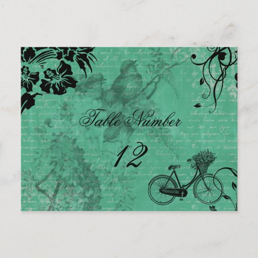 ヴィンテージティール(緑がかった色)台番号葉書 ポストカード (正面)