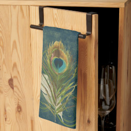 ヴィンテージティール（緑がかった色）孔雀スタイリッシュ羽 キッチンタオル