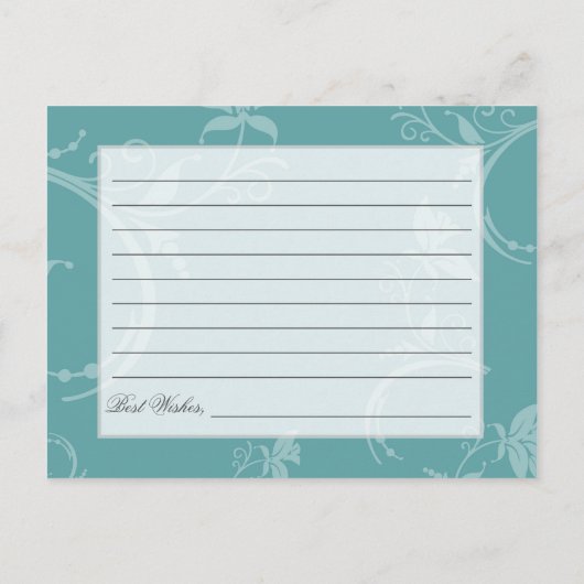 ヴィンテージティール（緑がかった色）結婚フローラアドバイス アドバイスカード (裏面)