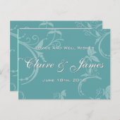 ヴィンテージティール（緑がかった色）結婚フローラアドバイス アドバイスカード (正面/裏面)