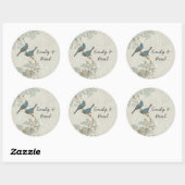 ヴィンテージティール（緑がかった色）結婚鳥の封印 ラウンドシール (シート)