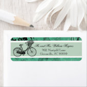 ヴィンテージティール（緑がかった色）自転車パーソナライズされた住所 シール (インサイチュ)