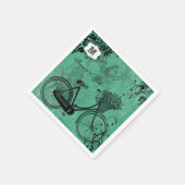ヴィンテージティール(緑がかった色)自転車パーソナライズされた紙ナプキン スタンダードカクテルナプキン (角)