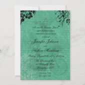 ヴィンテージティール(緑がかった色)自転車リハーサルディナー招待状 招待状 (裏面)