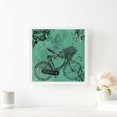 ヴィンテージティール(緑がかった色)自転車壁時計 スクエア壁時計 (ホーム)
