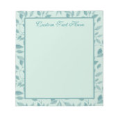 ヴィンテージティール(緑がかった色)葉パターパーソナライズされたンメモ帳 ノートパッド (正面)