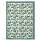 ヴィンテージティール(緑がかった色)葉リーフシッエレガントクデザイン テーブルクロス (正面)