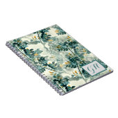 ヴィンテージティール（緑がかった色）葉リーフシッエレガントクデザイン ノートブック (右側)