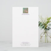 ヴィンテージティール（緑がかった色）&赤面モノグラムビジネス 便箋 (スタンド正面)