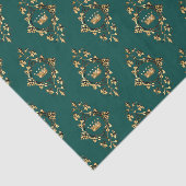 ヴィンテージティール（緑がかった色）金ゴールド紋章 薄葉紙 (詳細)