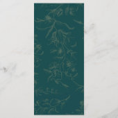 ヴィンテージティール(緑がかった色)金ゴールド結婚ズ メニュー (裏面)