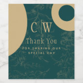 ヴィンテージティール（緑がかった色）金ゴールド結婚ズ ワインラベル (シングルラベル)