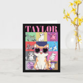 ヴィンテージテイラーパーソナライズされたファーストネームCat Birthda カード (黄色い花)