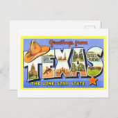 ヴィンテージテキサス州からの挨拶ローンスター州 ポストカード (正面/裏面)