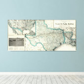 ヴィンテージテキサス州とルイジアナの鉄道地図(1903) キャンバスプリント (インサイチュ (ウッドフロア))