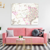 ヴィンテージテキサス州の地図(1855) キャンバスプリント (インサイチュ (リビング))