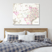 ヴィンテージテキサス州の地図(1855) キャンバスプリント (インサイチュ (寝室))