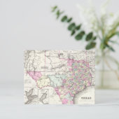 ヴィンテージテキサス州の地図(1855) ポストカード (スタンド正面)