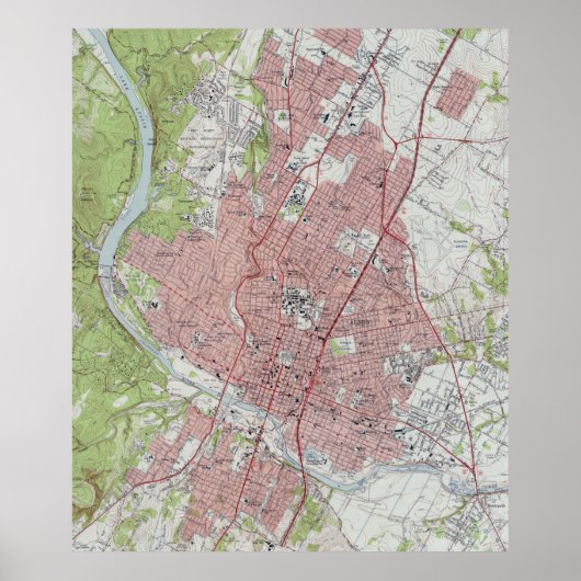 ヴィンテージテキサス州オースティンの地図(1955年) ポスター (正面)