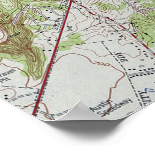 ヴィンテージテキサス州オースティンの地図（1955年） ポスター (角)